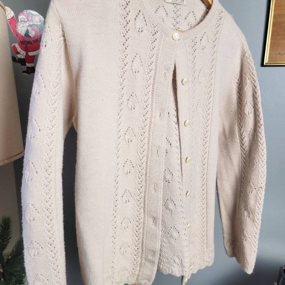 Vintage 1940s 1950s 40s 50s Knit Cardigan Womens Medium Button Down Cuddle Knit - Picture 8 of 10